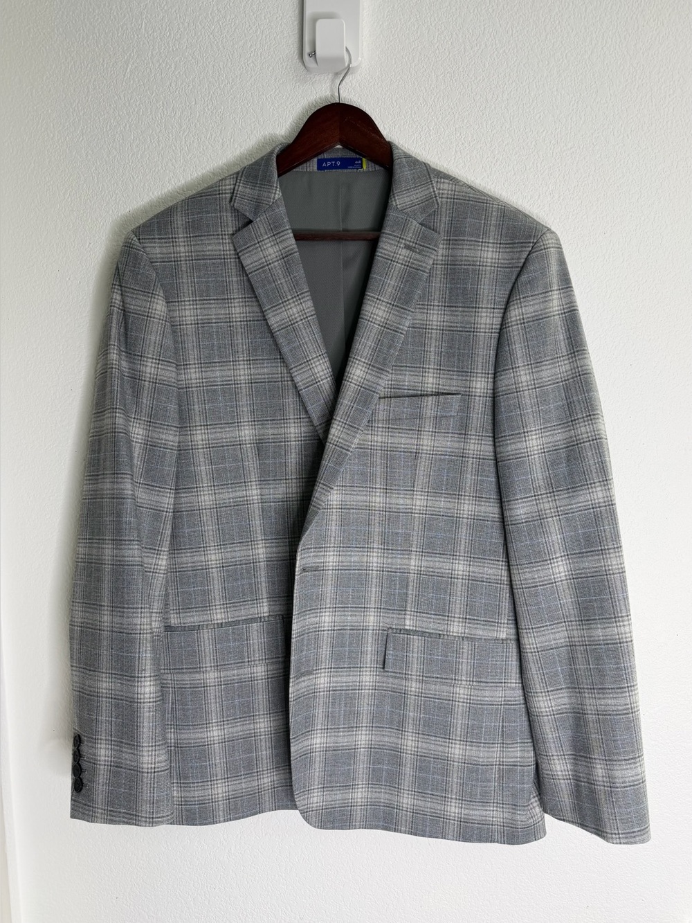 Apt. 9 Gray Plaid Men's Blazer 46 R